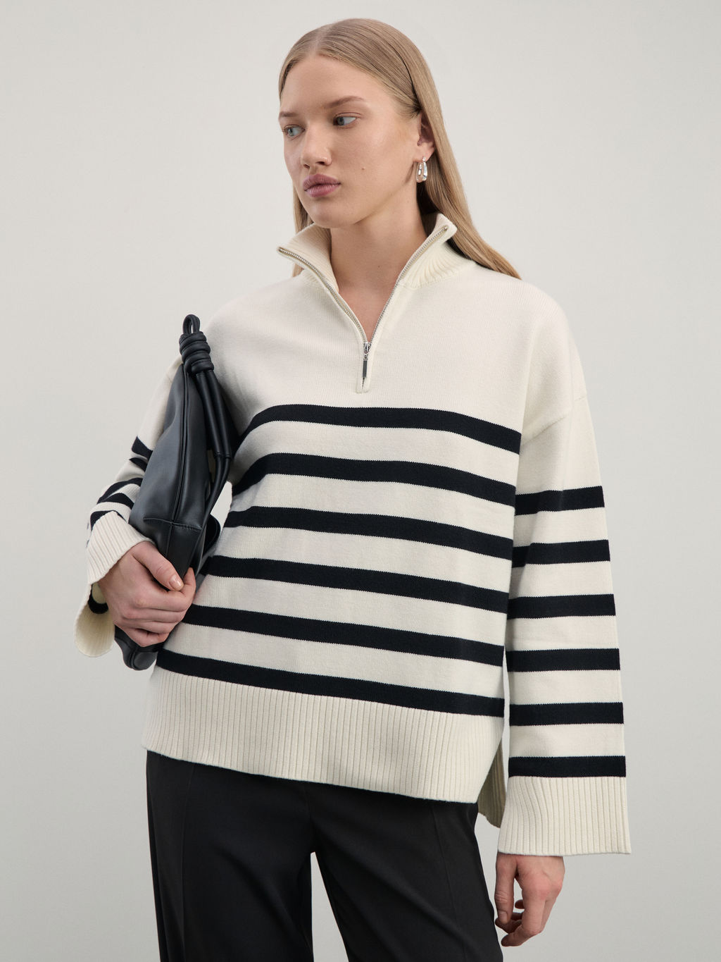 Джемпер на молнии в полоску / Zarina  фото 2