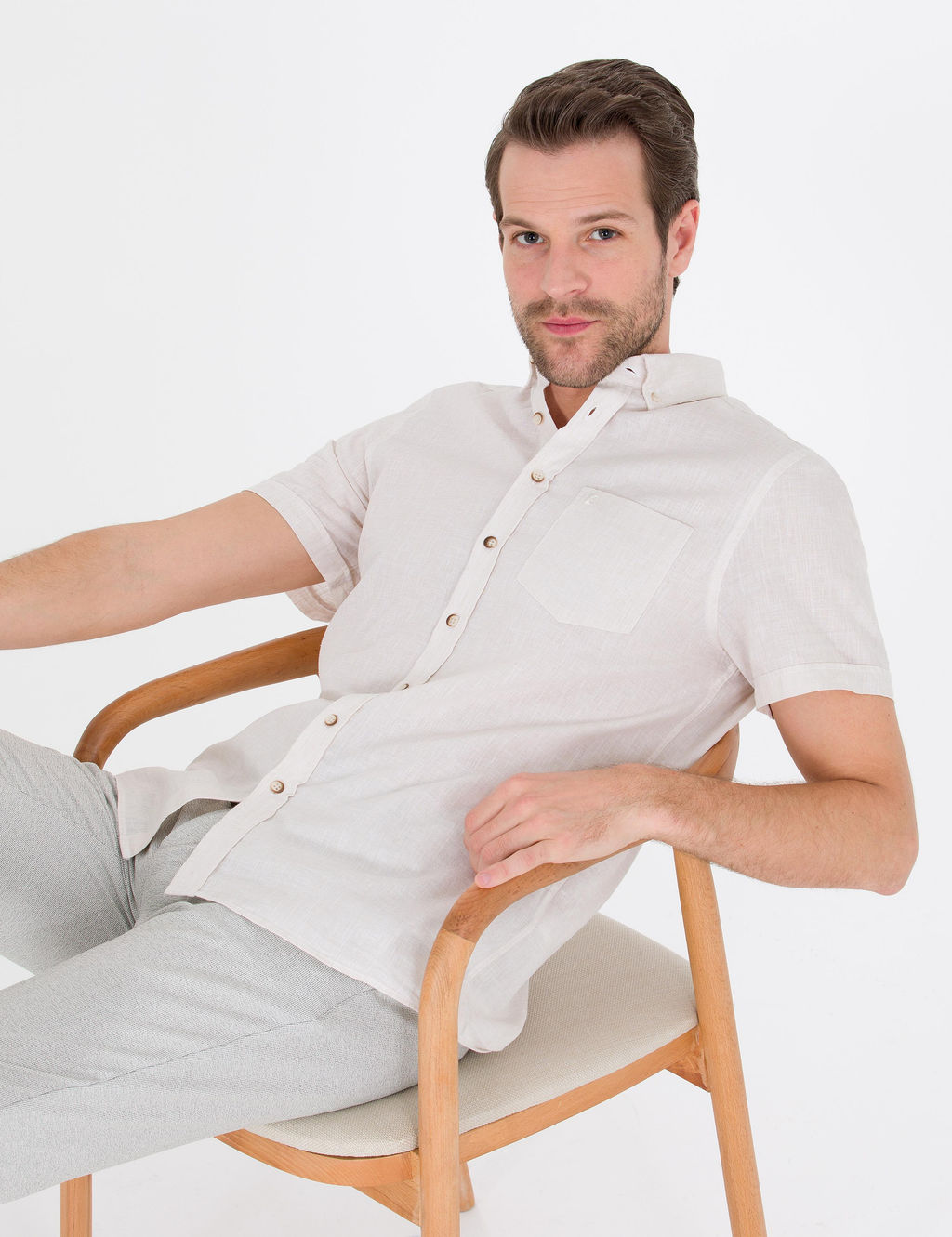 Bej Regular Fit K_sa Kollu G_mlek - Pierre cardin фото 3