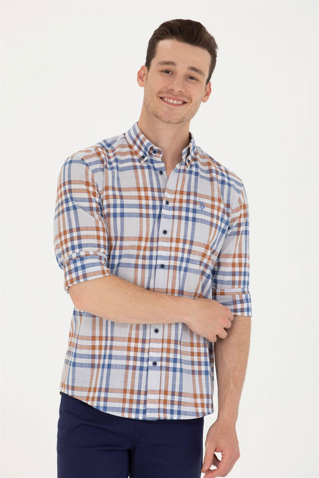 U. S. Polo Assn Мужская рубашка в клетку с камнем - U.s. polo assn фото 8