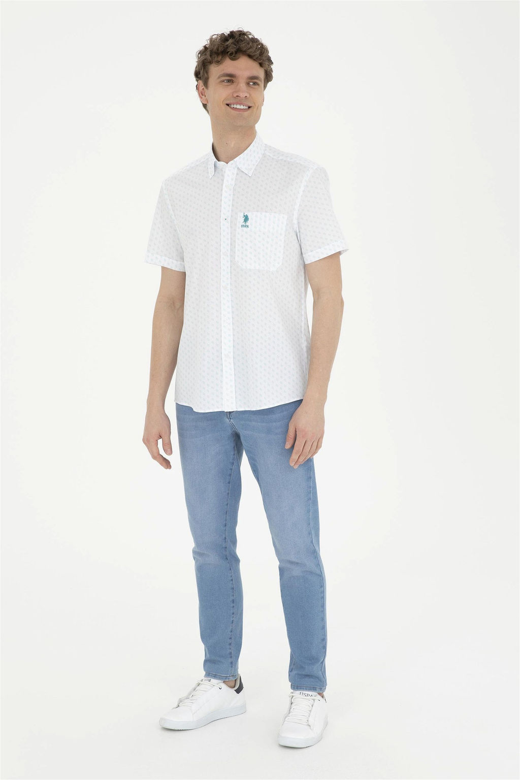 U. S. Polo Assn / Мужская мятная рубашка с коротким рукавом - U.s. polo assn фото 3