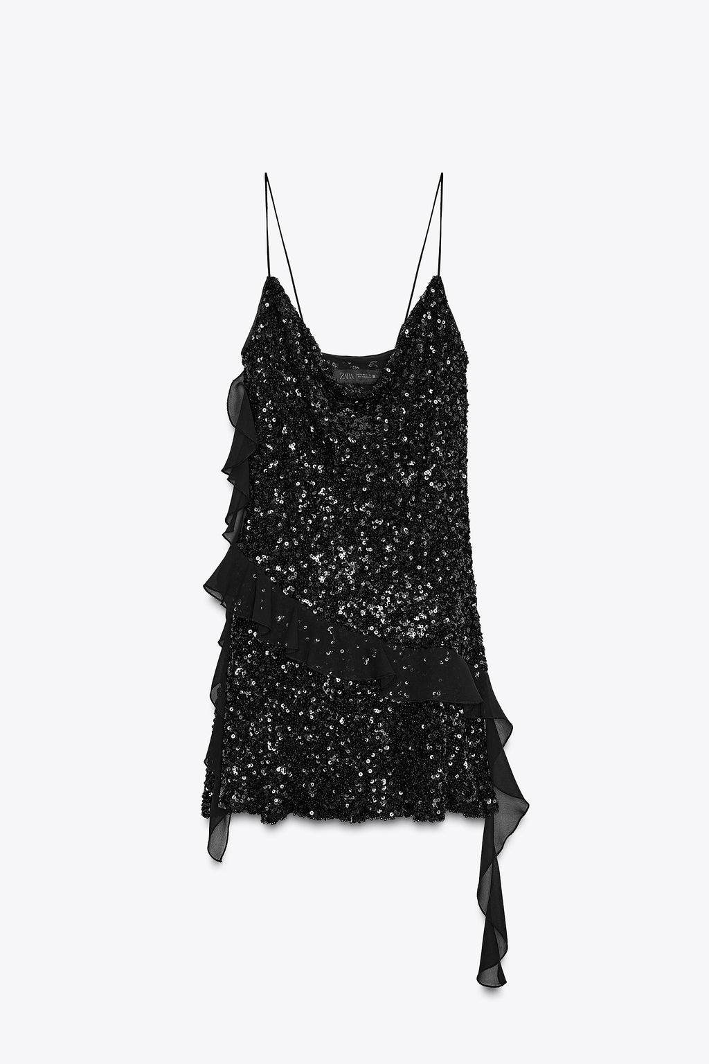 SEQUINNED RUFFLE MINI DRESS - Zara фото 6