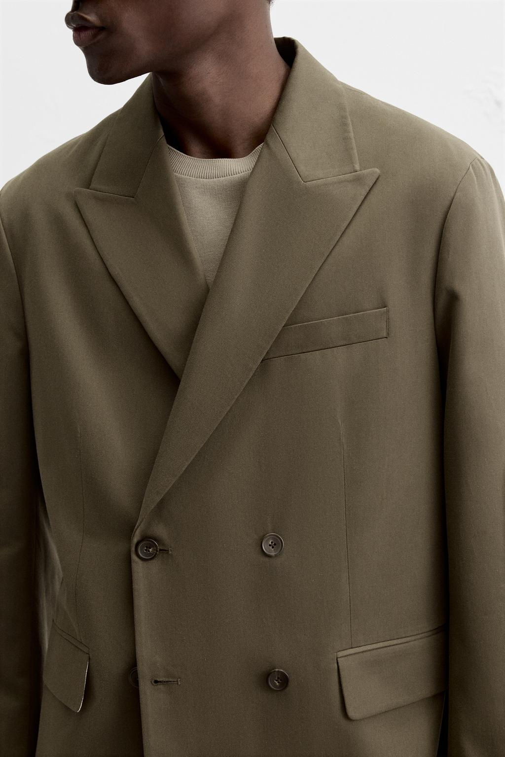 DOUBLE-BREASTED COTTON-LYOCELL SUIT BLAZER - Zara фото 6