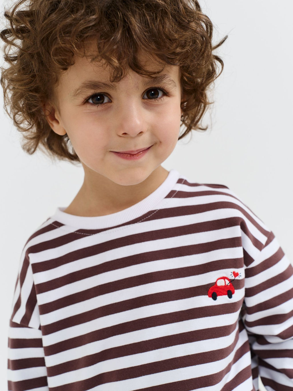 Лонгслив Полоска Шоколад с вышивкой - Bungly фото 8