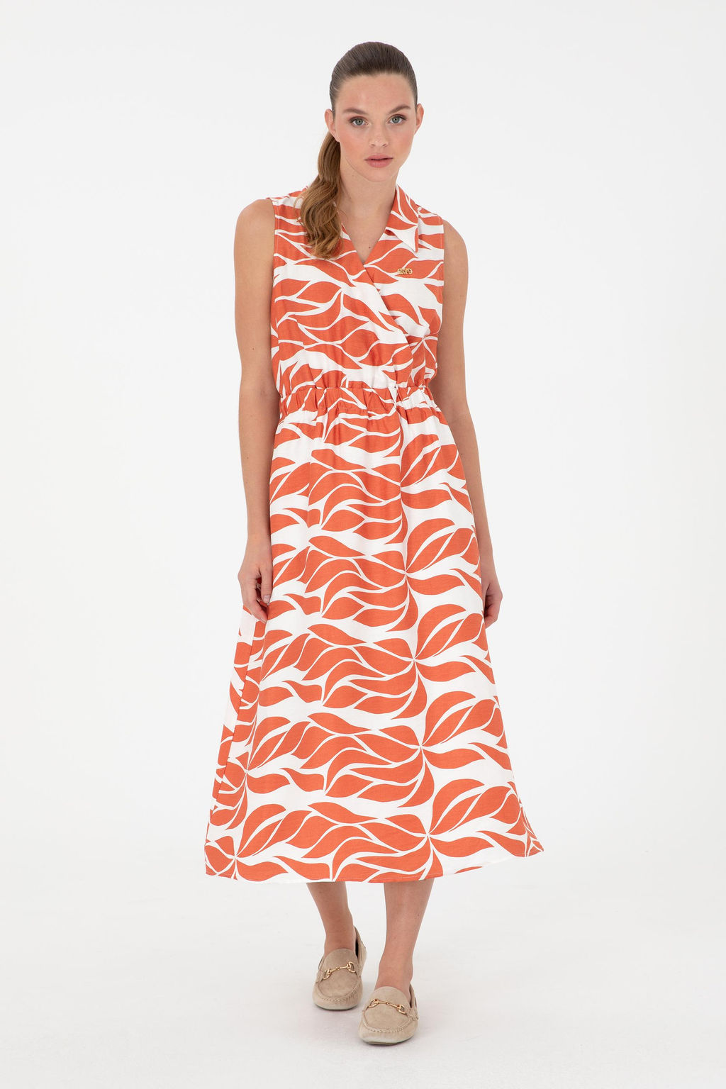 Женское пудровое платье из тканого материала Неожиданная скидка в корзине - U.s. polo assn фото 3