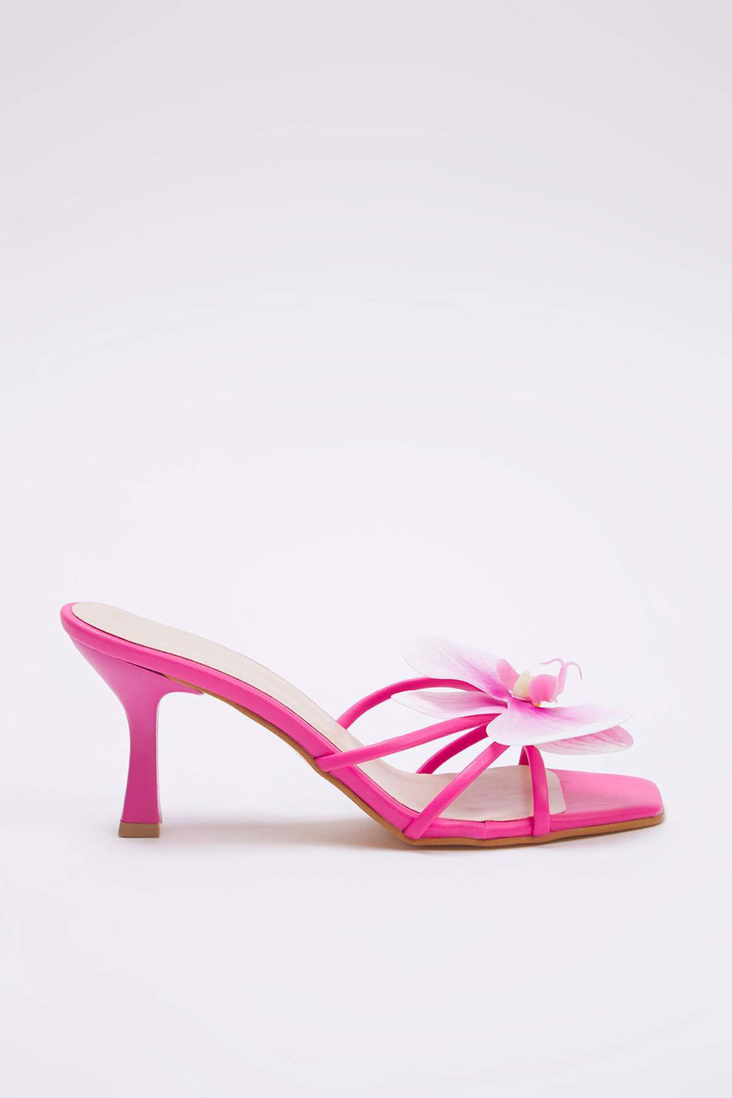 Trendyol Shoes Fusya Cicek Detayl? Kare Burun Kad?n Ince Topuklu Terlik TAKSS25TO00106 - Trendyolmilla фото 4