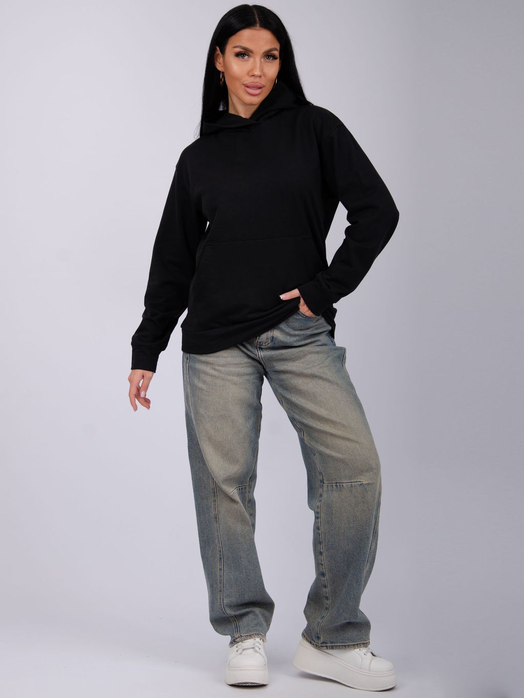 Худи Ханна, футер 2-х нитка начес - Малина фото 12