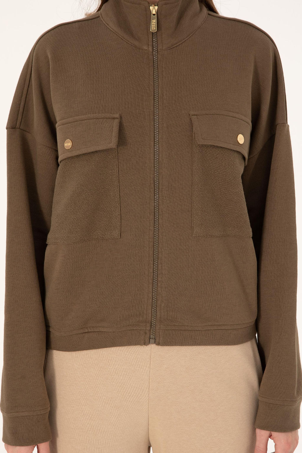 Женский свитшот цвета хаки Неожиданная скидка в корзине - U.s. polo assn фото 6