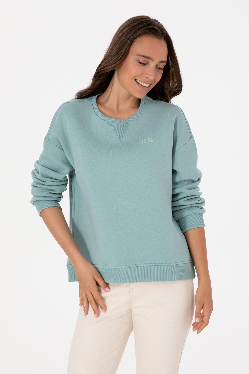 Kad_n Mint _ardonlu Bisiklet Yaka Basic Sweatsh_rt