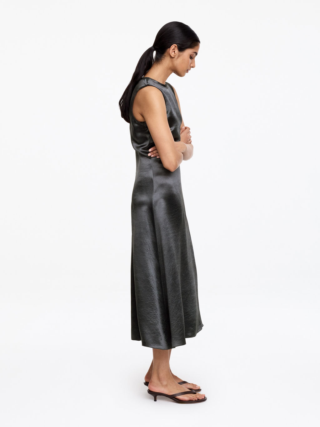 Vestido midi de sat?n aplastado - H&m фото 4