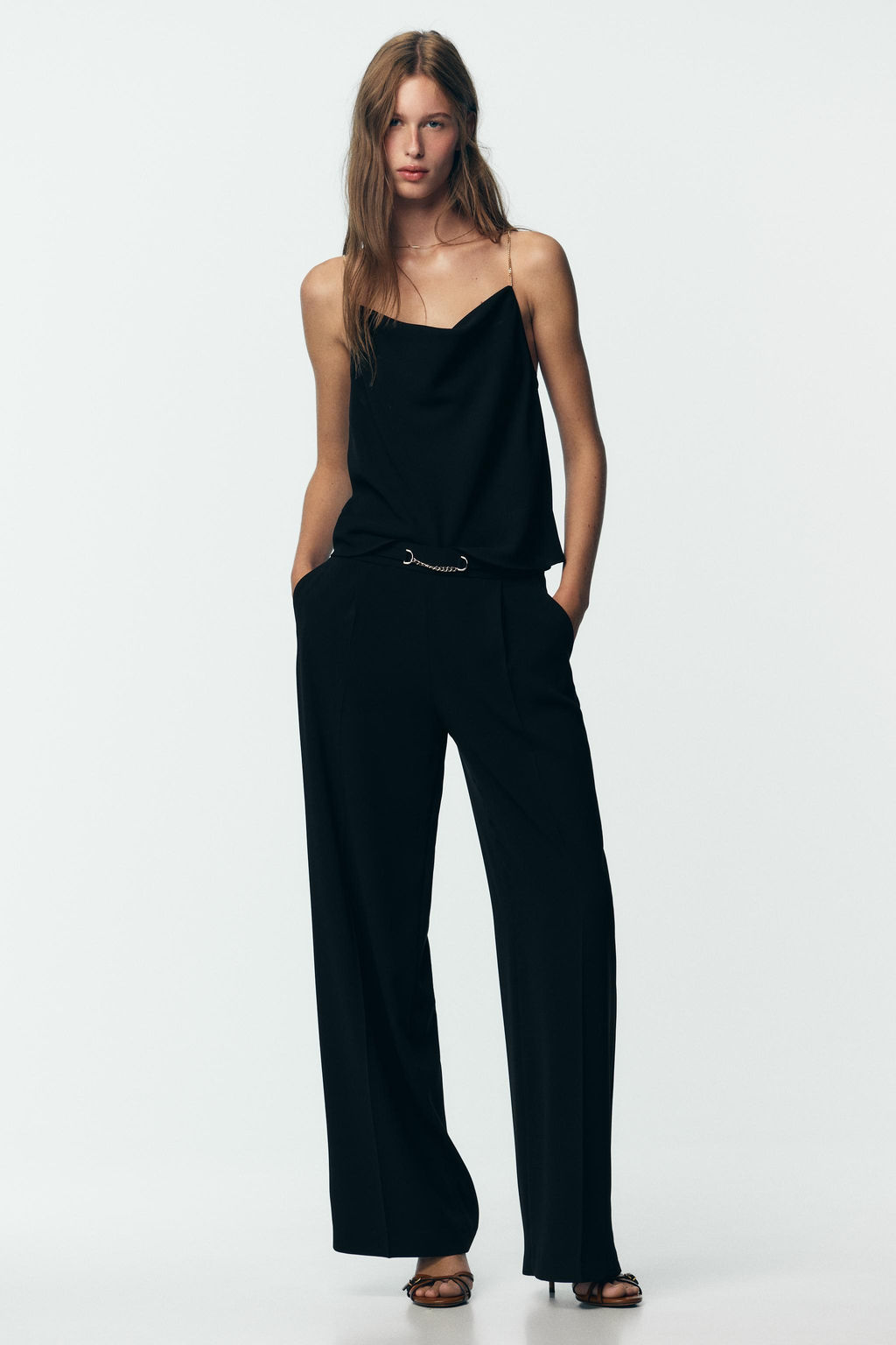 WIDE-LEG TROUSERS WITH CHAIN - Zara фото 10
