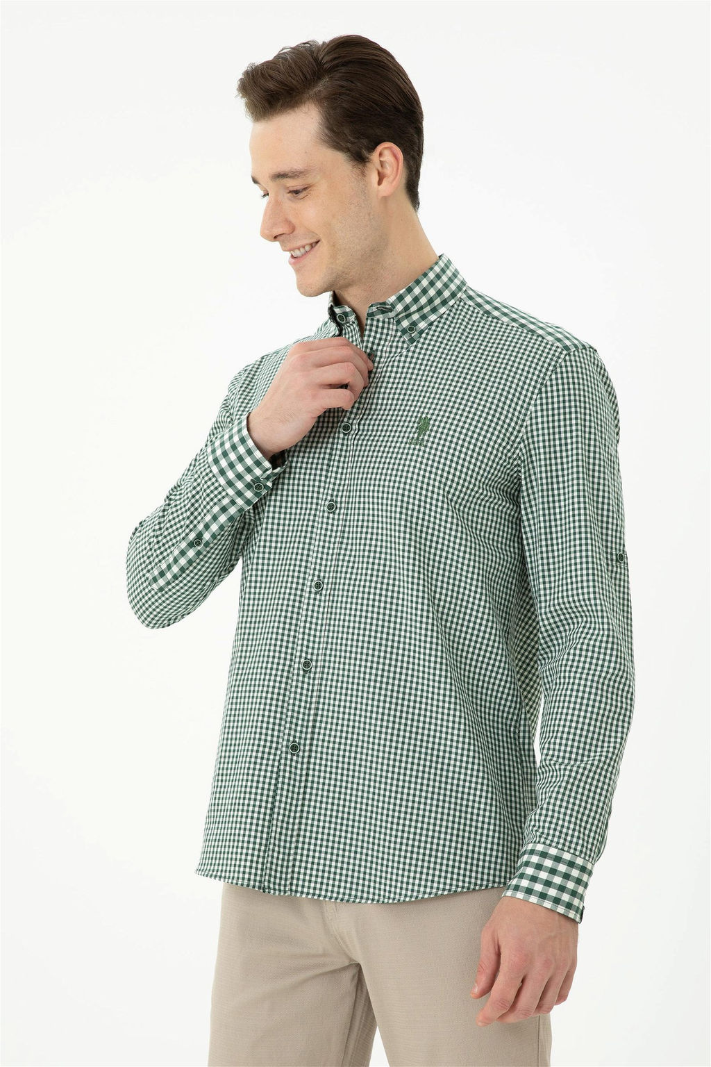 Мужская зеленая рубашка с длинным рукавом - U.s. polo assn фото 2