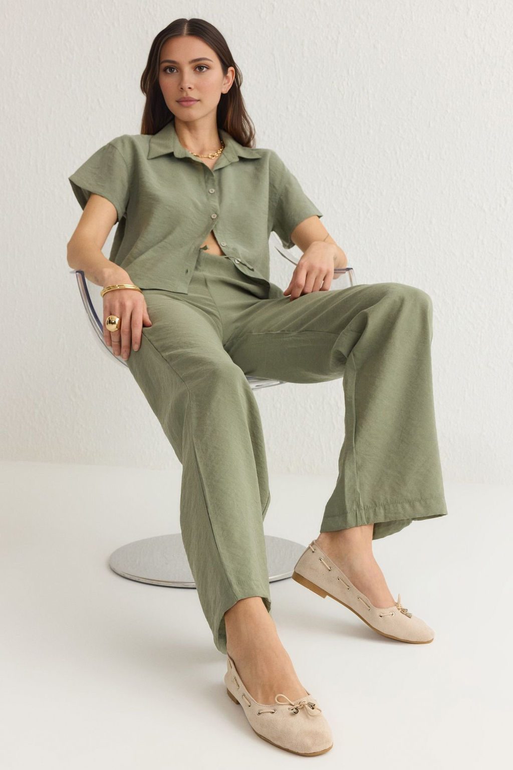 Trendyol Shoes Bej Baglama Detayl? Badem Burun Kad?n Babet TAKSS25BE00004 - Trendyolmilla фото 3