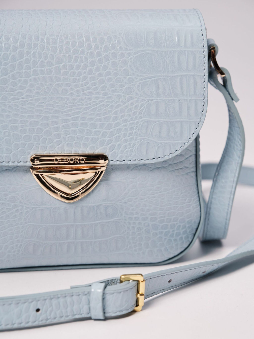 Сумка кожаная через плечо Deboro 3158 голубая вода