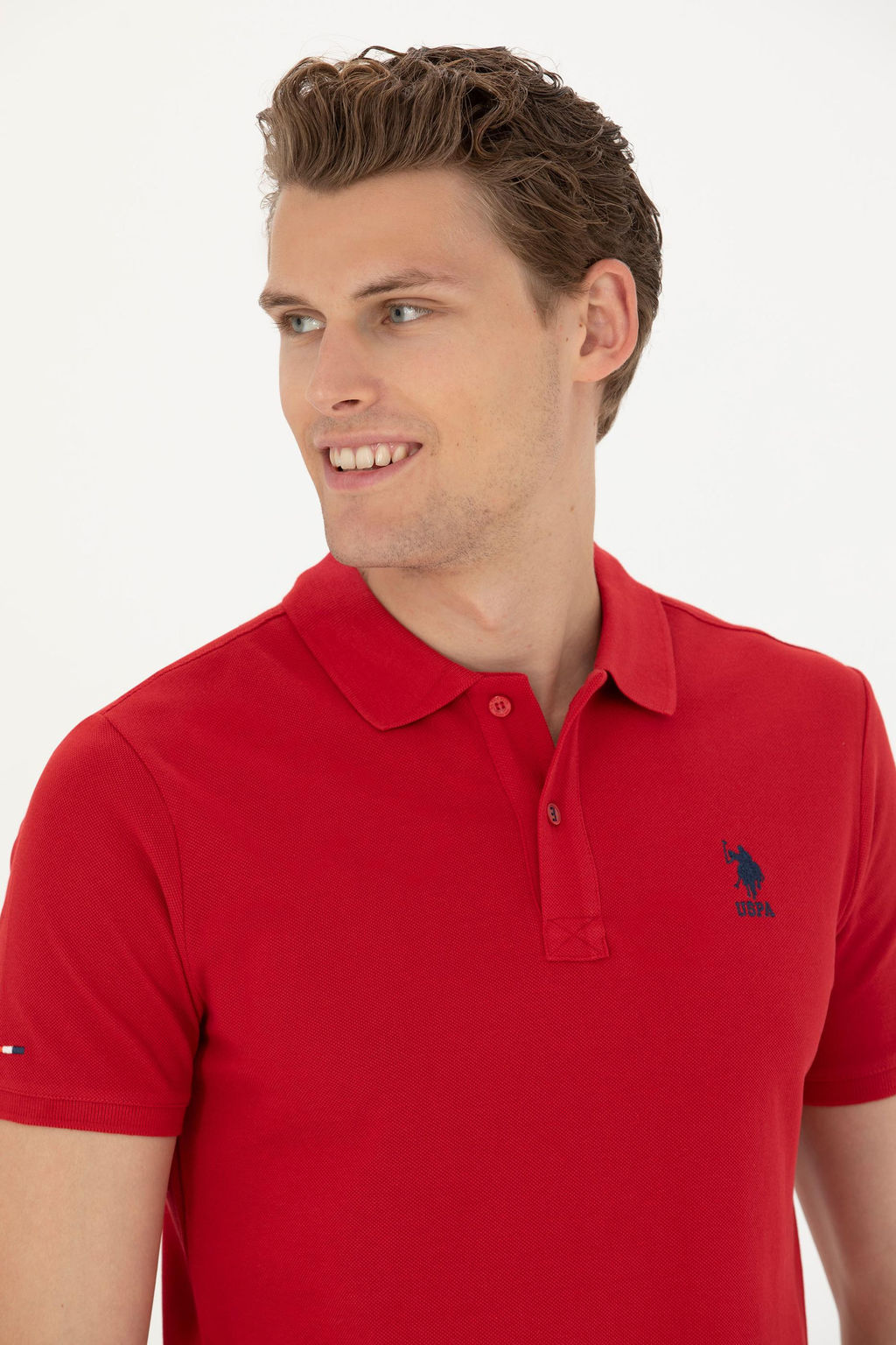 Erkek Slim Fit Polo Yaka K_rm_z_ Basic Ti__rt