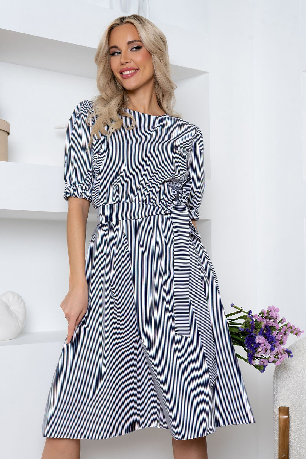 Платье Open-Style 6247 из хлопка съемный пояс