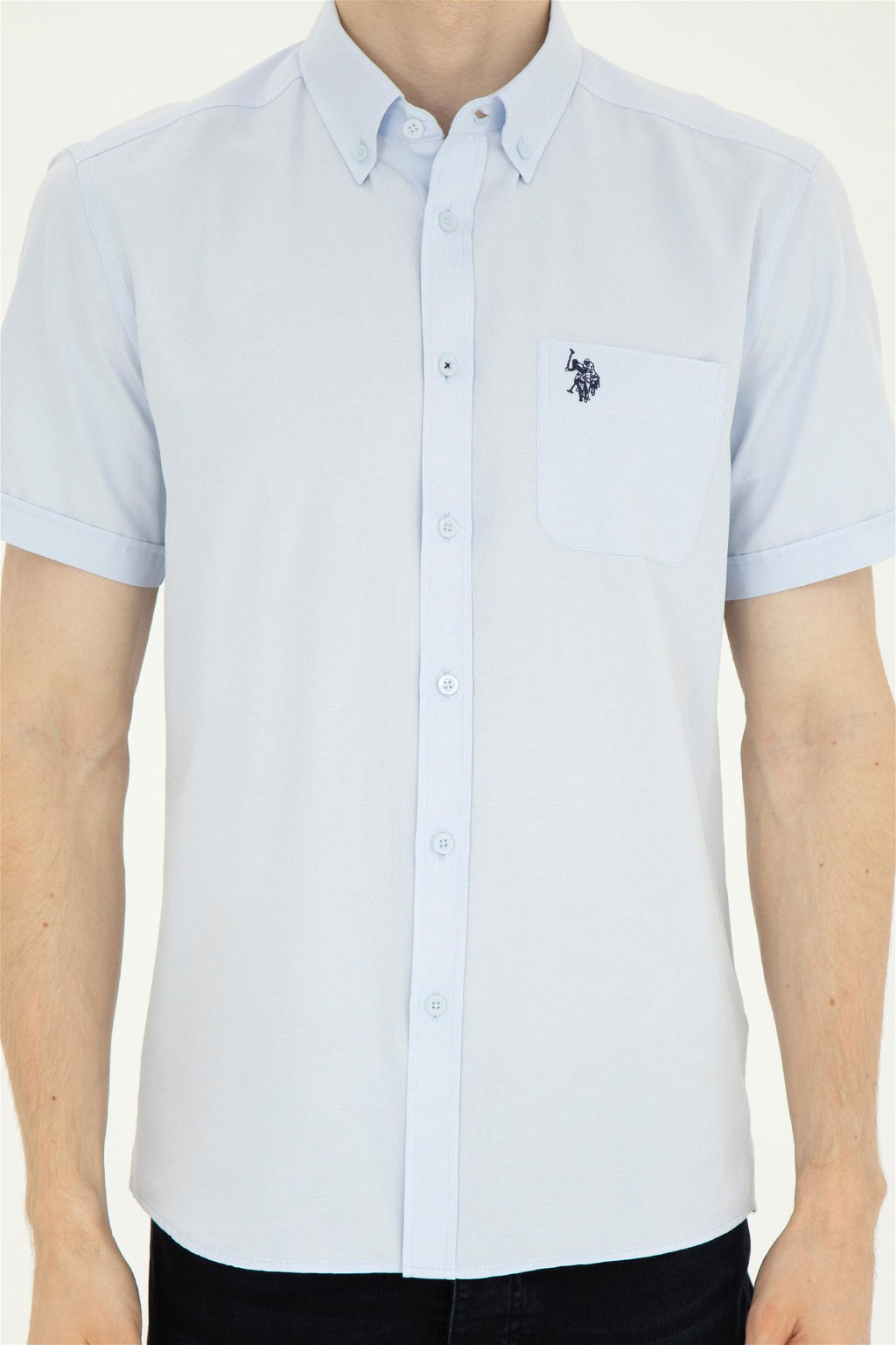 Мужская голубая рубашка с коротким рукавом Неожиданная скидка в корзине - U.s. polo assn фото 6