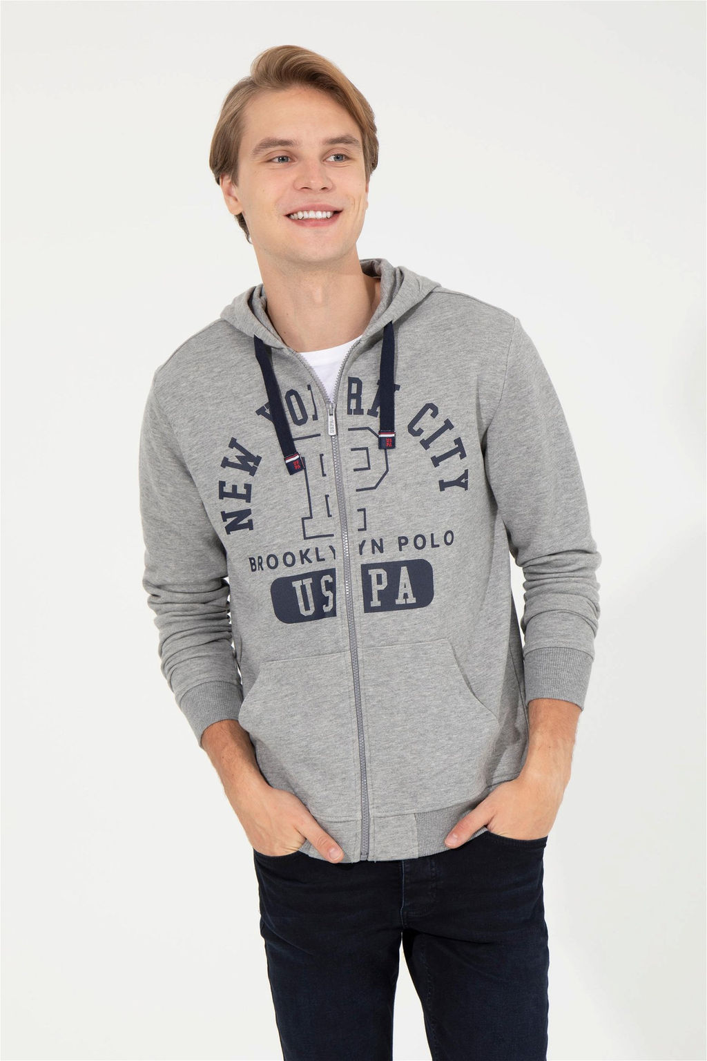 U. S. Polo Assn / Мужской серый меланжевый вязаный кардиган - U.s. polo assn фото 9