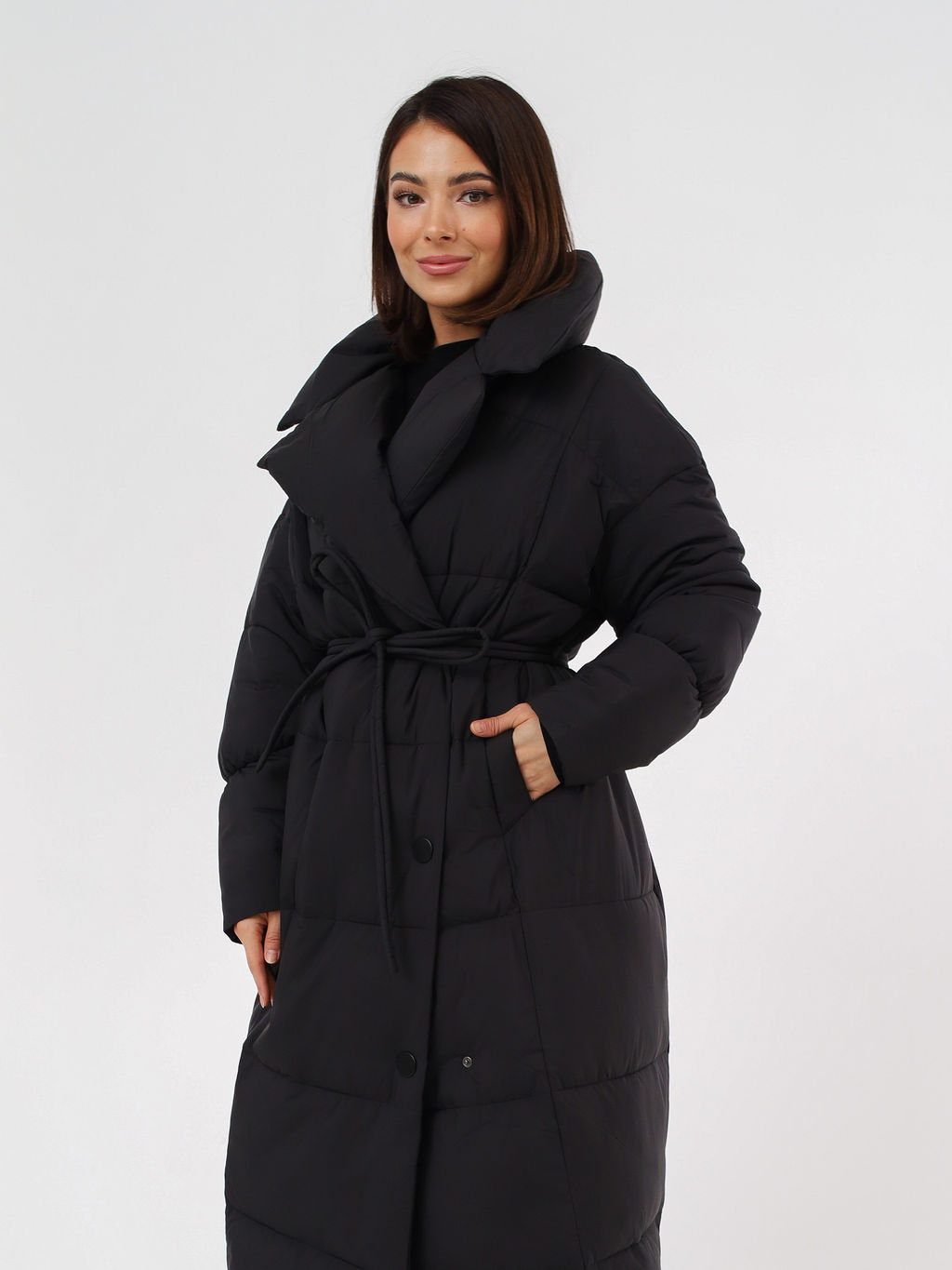 Пальто зимнее женское, черное - Inzibe фото 6