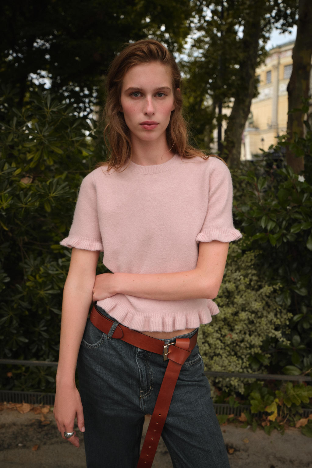 KNIT SHORT SLEEVE SWEATER WITH RUFFLES - Zara фото 2
