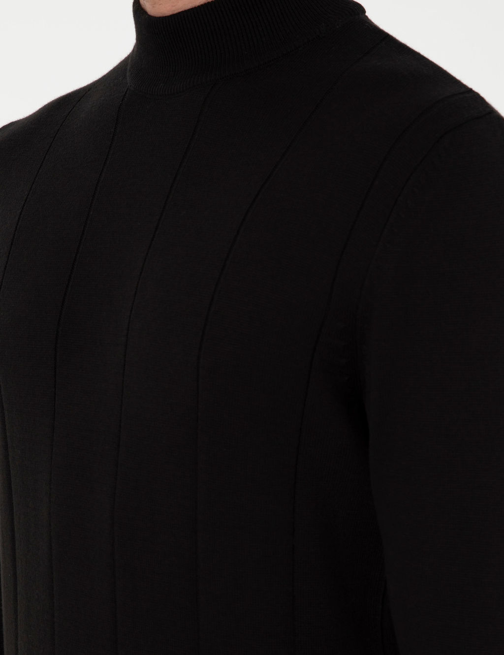 Siyah Slim Fit Yar_m Bal_k__ Yaka Triko Kazak - Pierre cardin фото 7