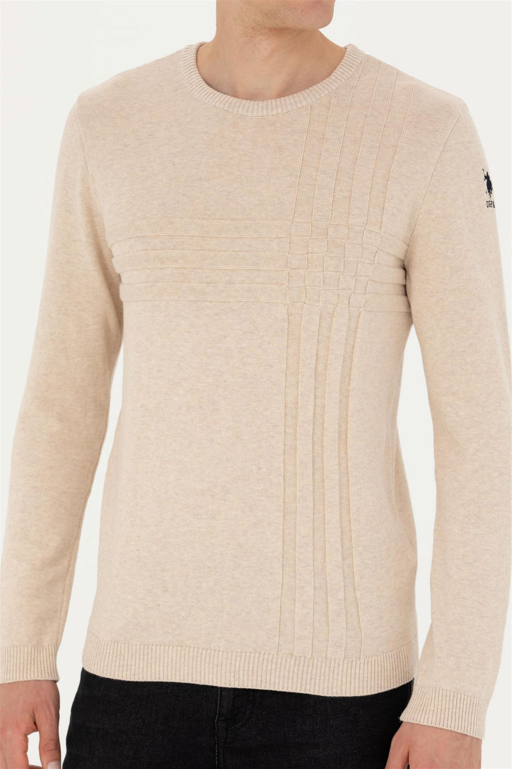 Мужской свитер песочного меланжа - U.s. polo assn фото 6