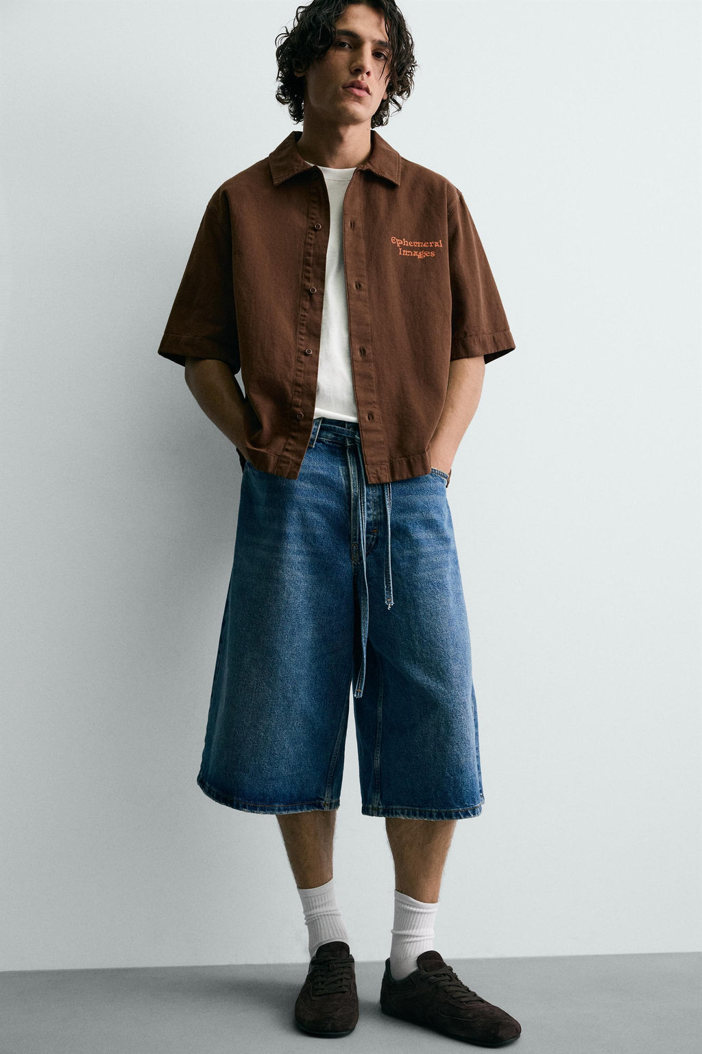 CAMISA LAVADA ESTAMPADO COMBINADO / Marr?n - Zara фото 5