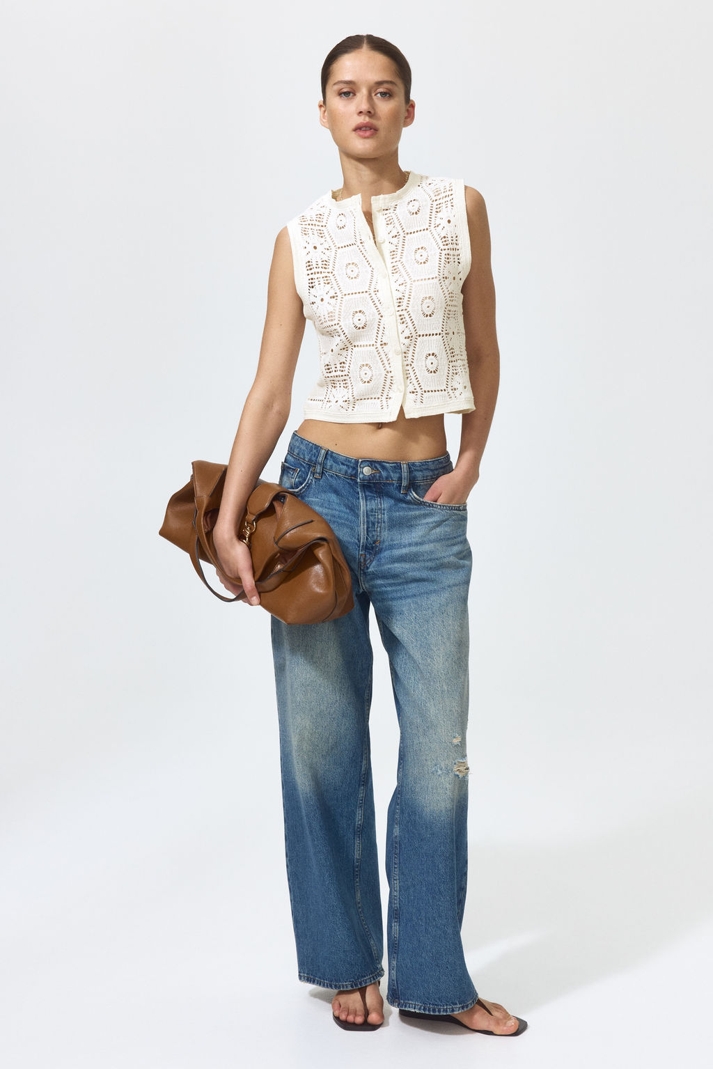 Top efecto crochet con botones - H&m фото 4