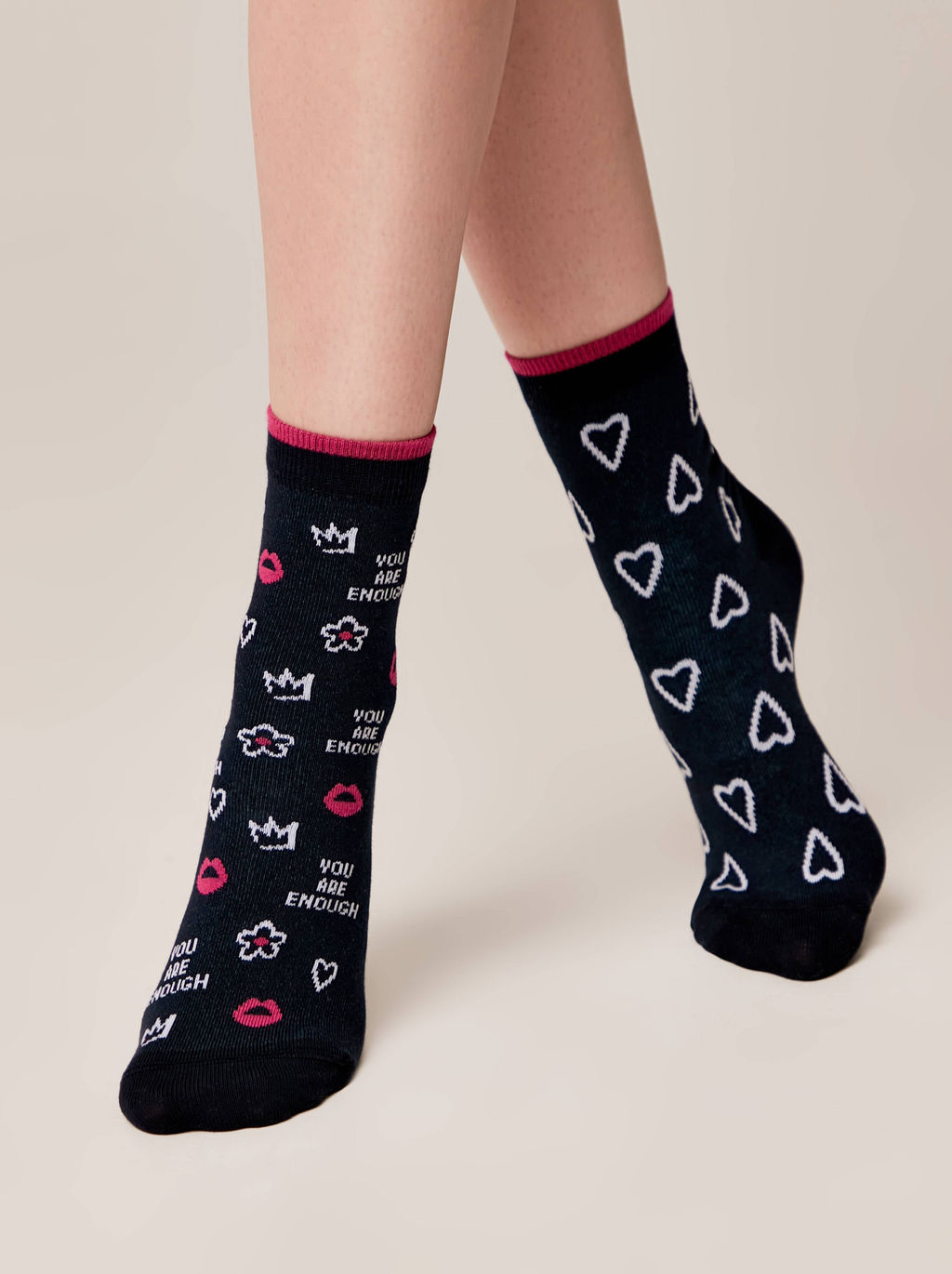 Цена за 2 пары. Носки Классические CONTE Хлопковые носки с рисунками you are enough темно-синий - Conte elegant фото 2