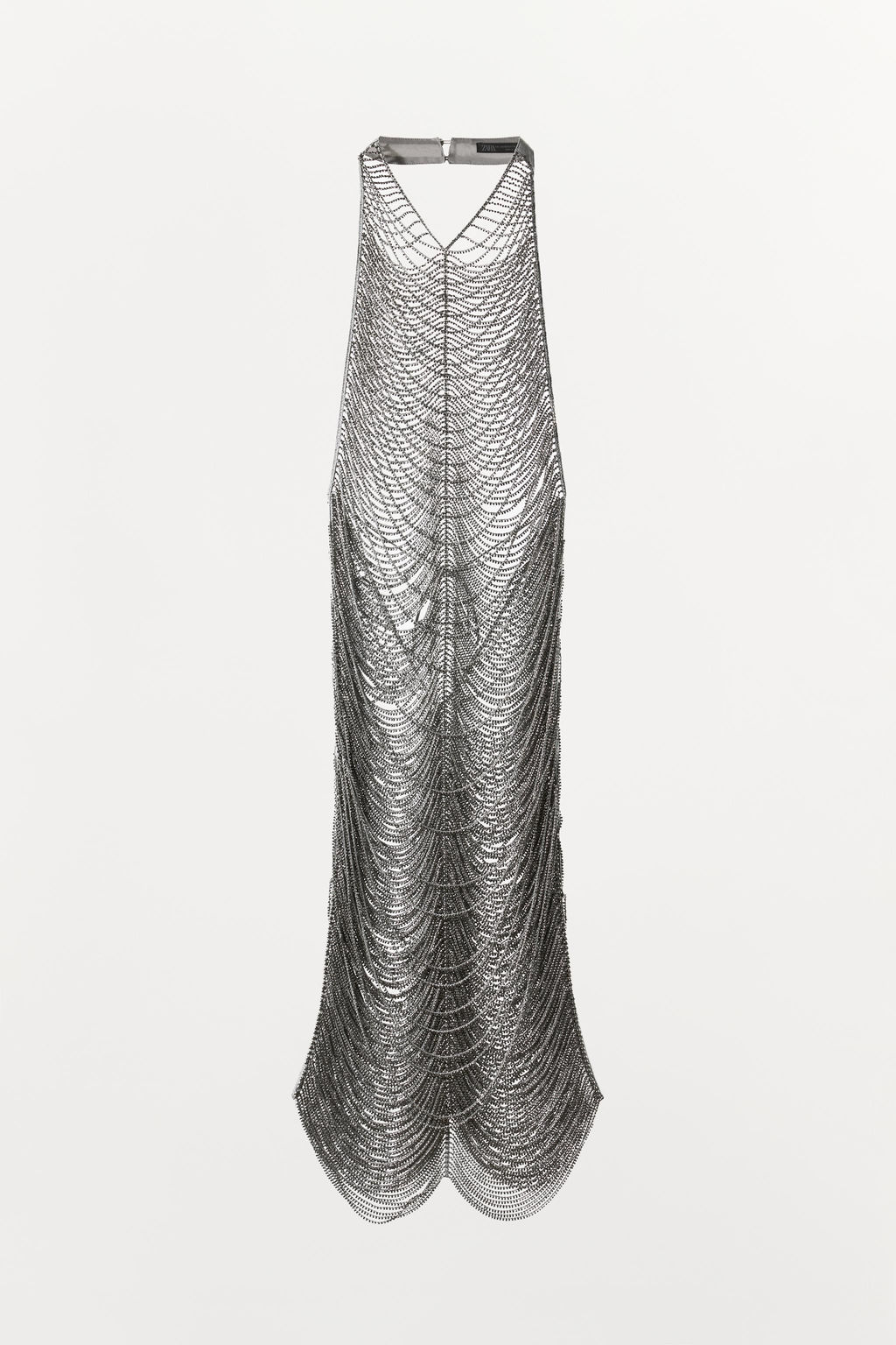 VESTIDO CORTO HALTER BRILLOS / Plata - Zara фото 6