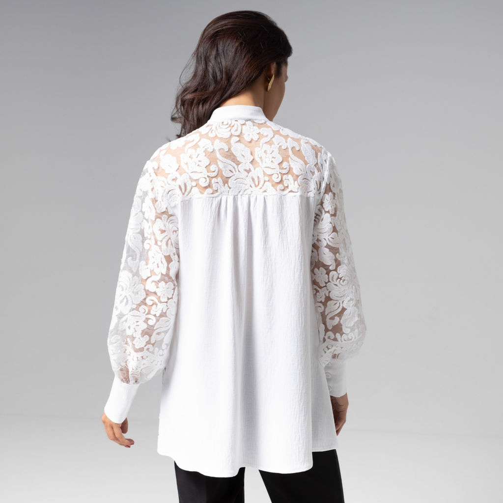 Рубашка комбинированная с кружевом, Кружевной повод - Charutti фото 5