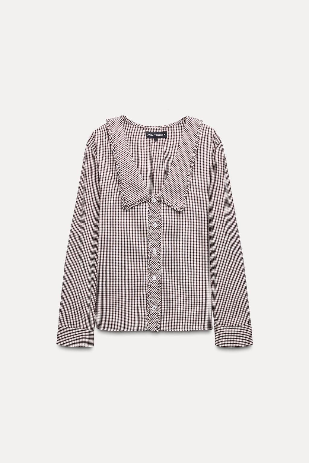 GINGHAM CHECK SHIRT WITH PETER PAN COLLAR - Zara фото 2