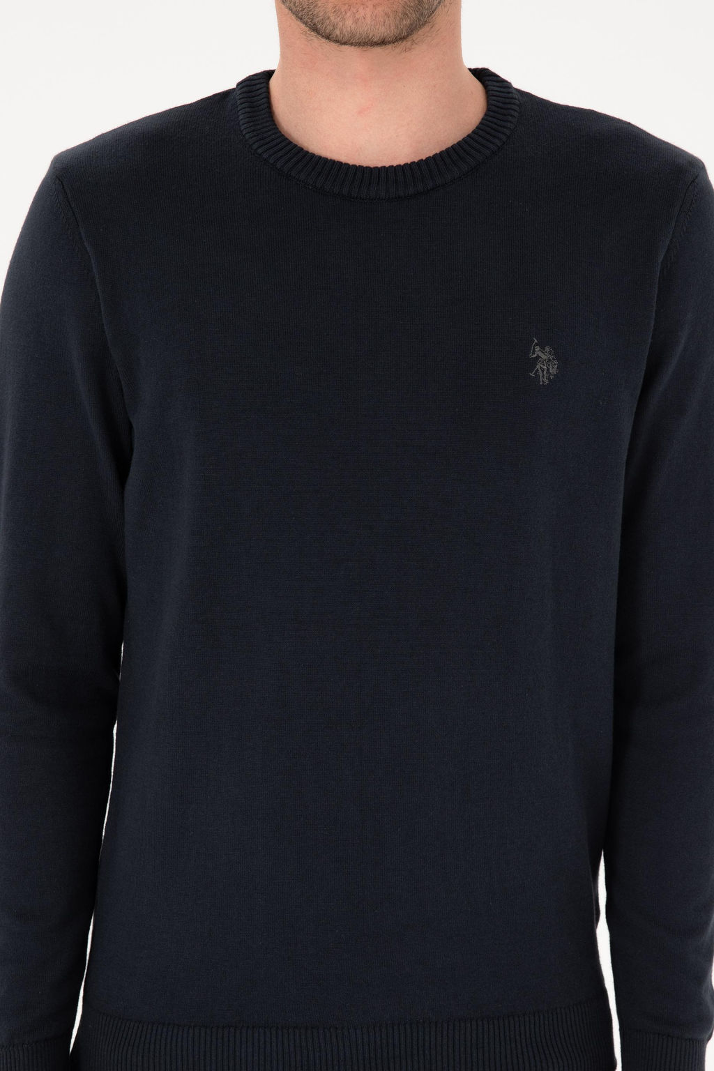 Erkek Slim Fit Bisiklet Yaka Lacivert Basic Kazak - U.s. polo assn фото 6
