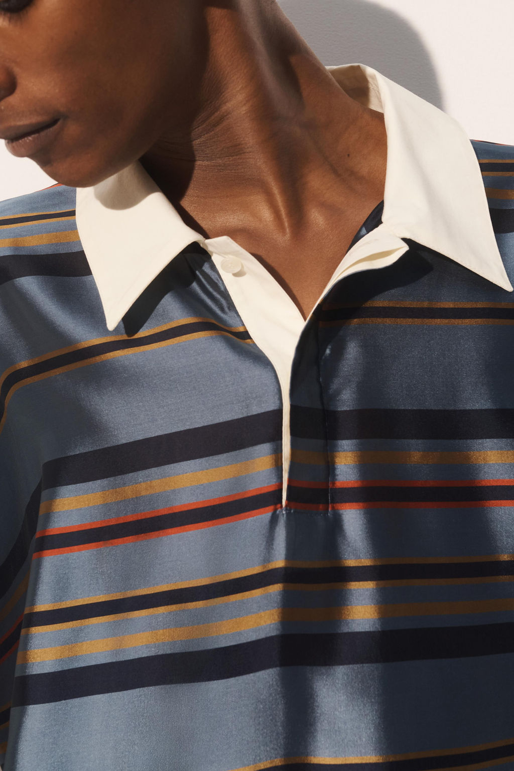 CAMISA POLO BOXY FIT CUPRO - SEDA / Marino - Zara фото 5