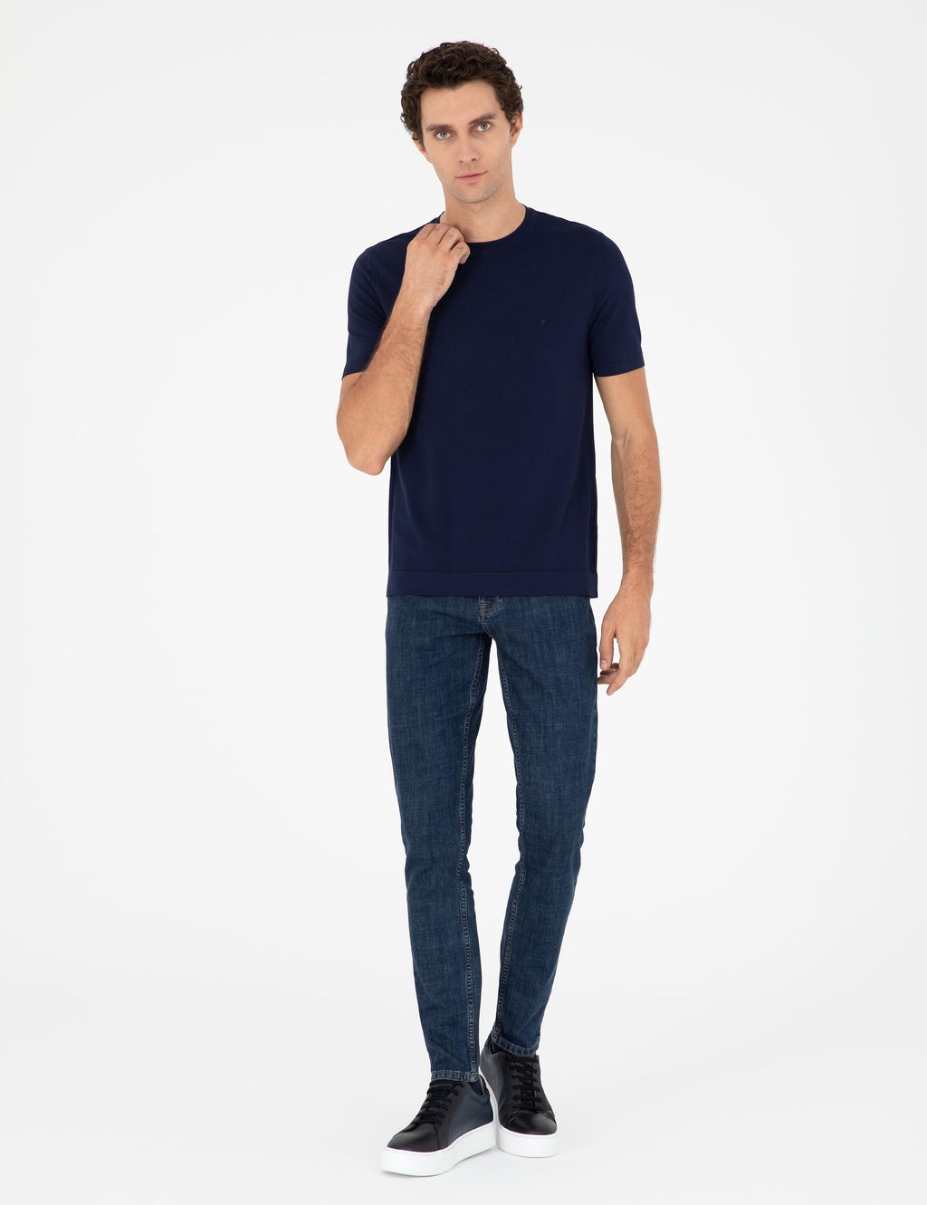 Темно-синий зауженный свитер - Cacharel фото 4