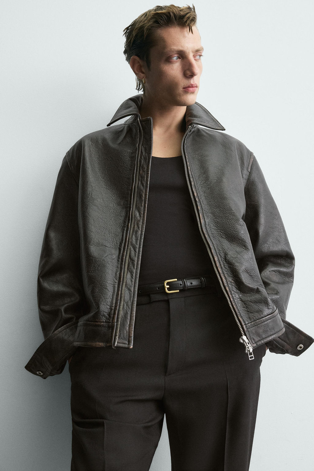 VINTAGE-EFFECT WASHED LEATHER JACKET LIMITED EDITION - Zara фото 6