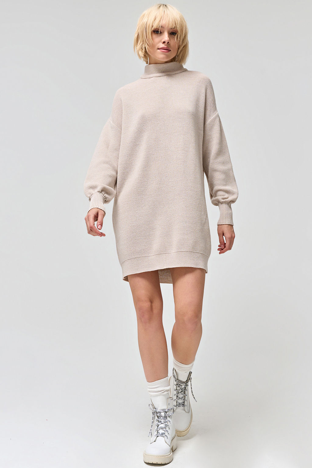 Платье вязаное свободное меланж натуральный