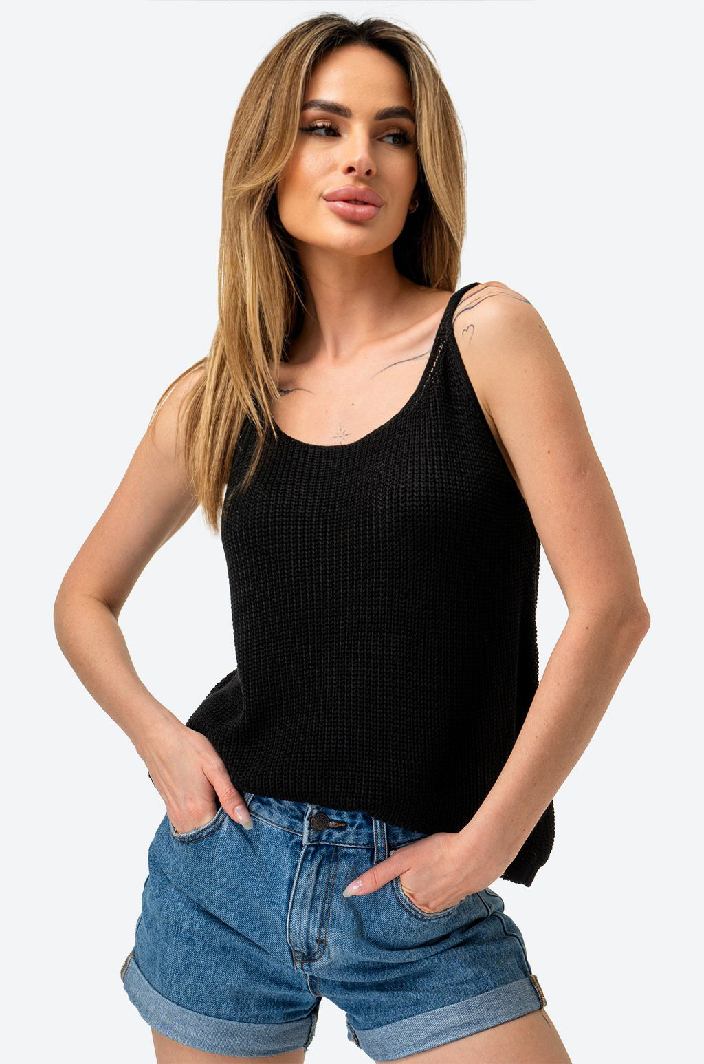 Женский вязаный топ на бретелях Happy Fox  фото 49