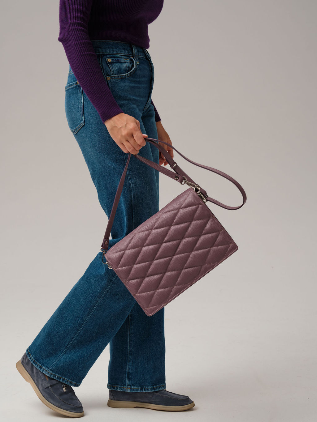 Кожаная сумка Azaro 30795 лиловая тень