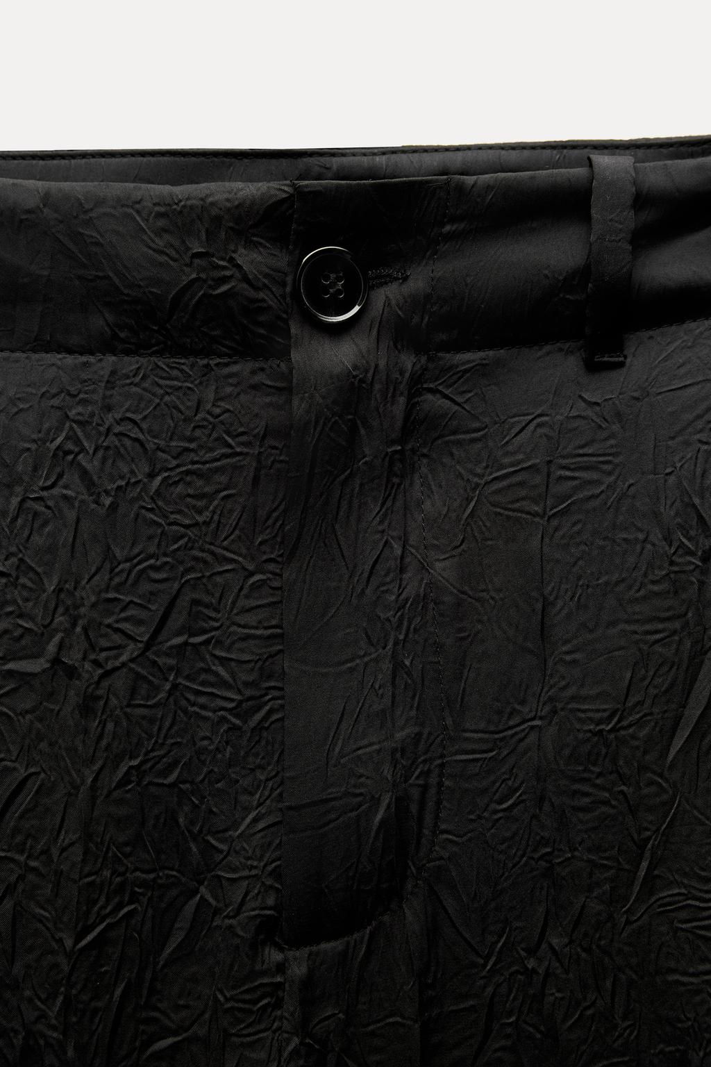 ZW COLLECTION CRINKLE-EFFECT SATIN TROUSERS - Zara фото 6