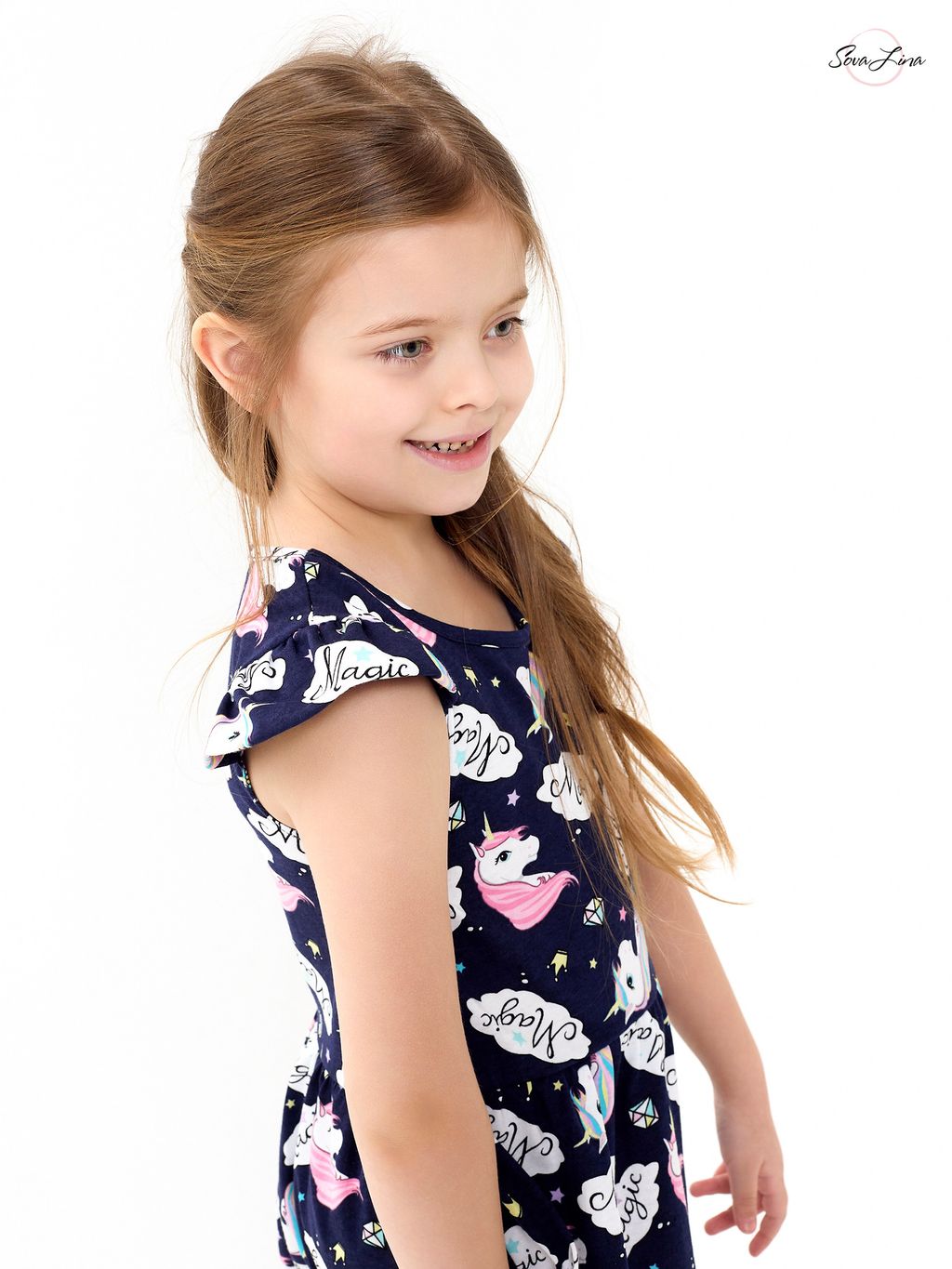 Платье Бабочка единороги синий - Sovalina фото 2