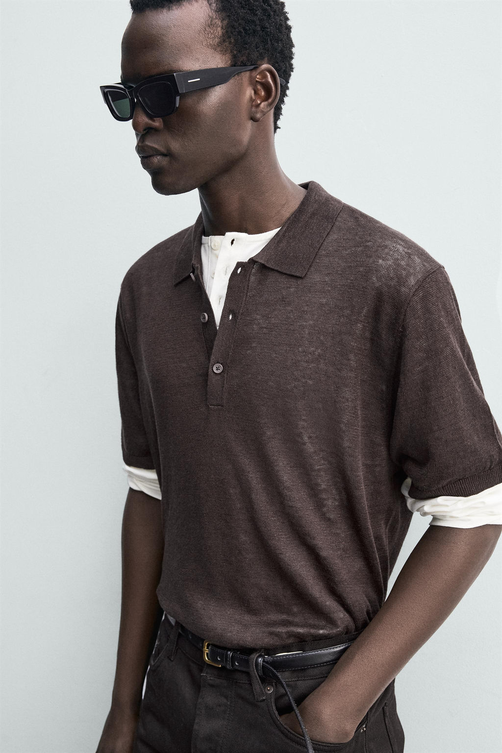 POLO PUNTO 100% LINO / Marr?n - Zara фото 6