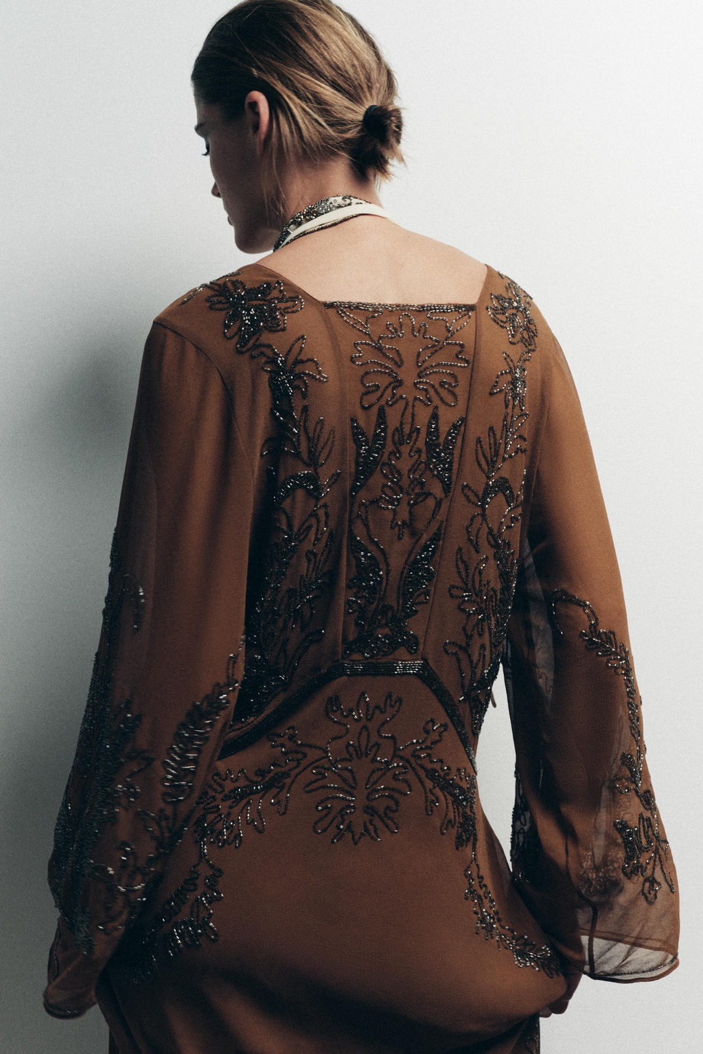 LIMITED EDITION BEADED GEORGETTE DRESS - Zara фото 7