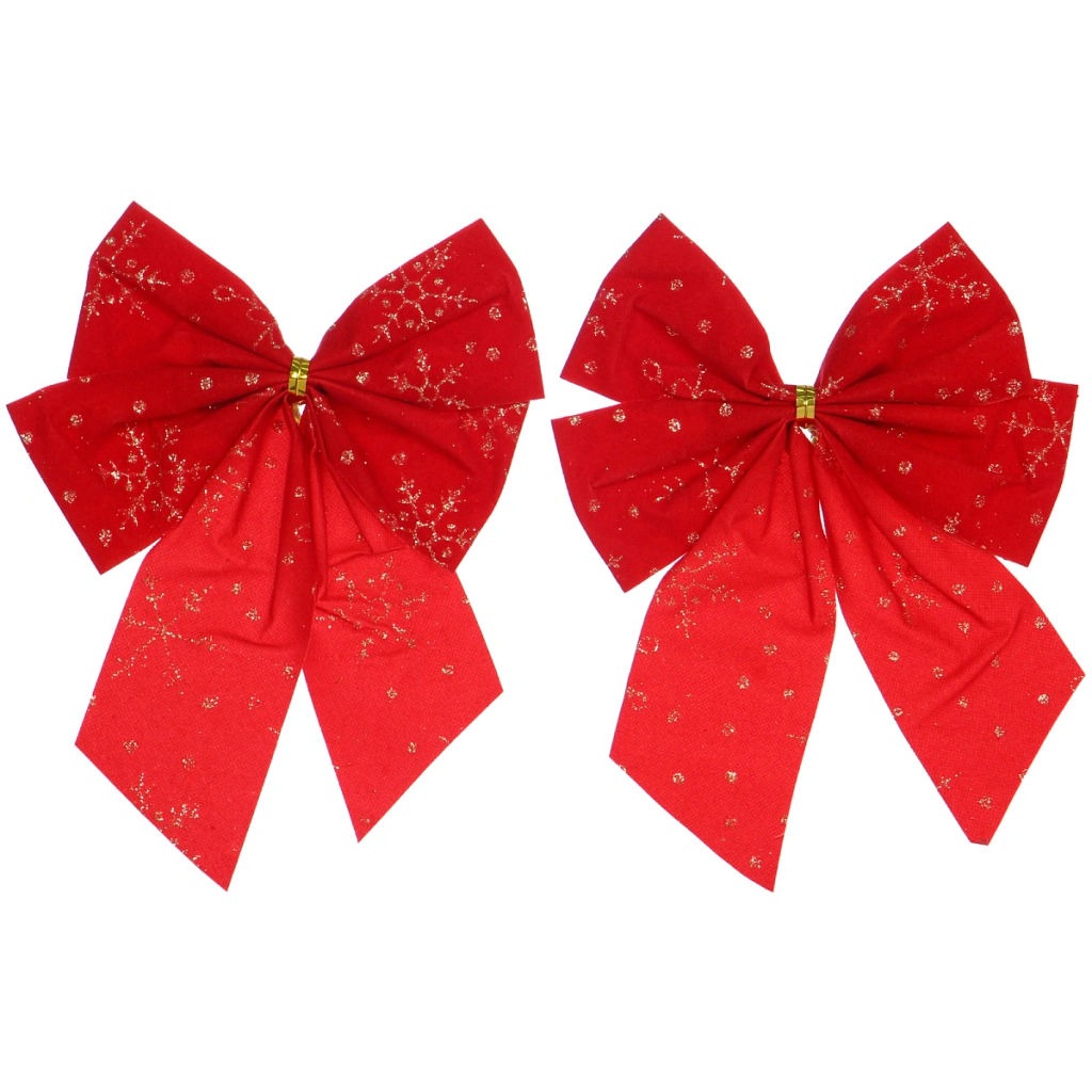 Цена за 4шт. Бант на ёлку "Золотой узор" 12см (набор 2шт)