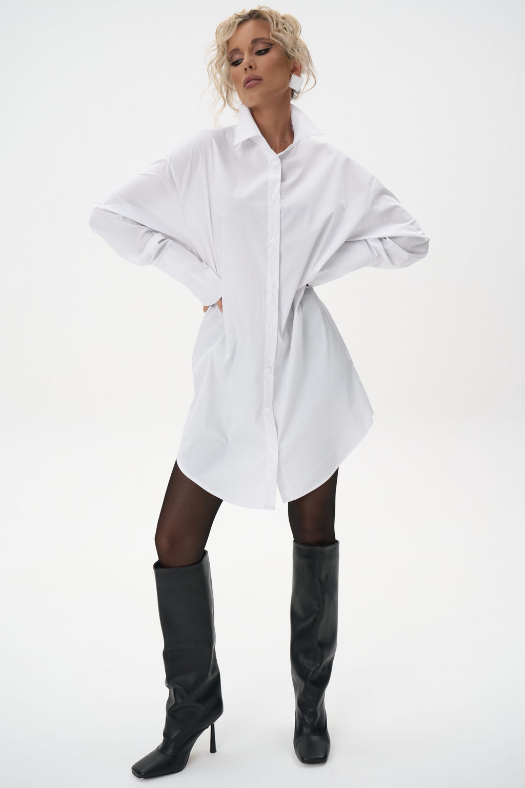 Платье рубашка Пэрис (белый) - Эльза фото 4