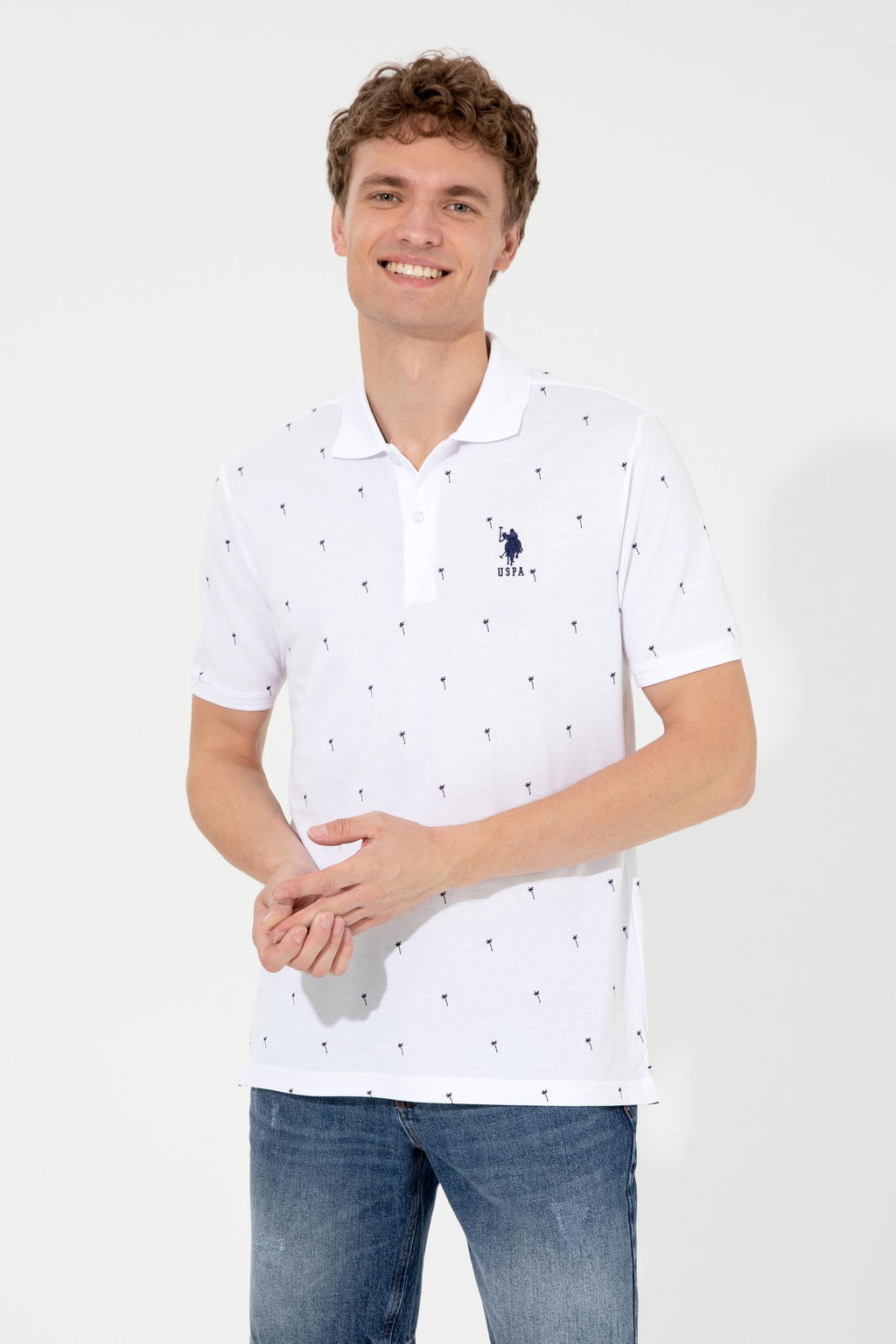 U. S. Polo Assn Мужская белая футболка с воротником-поло - U.s. polo assn фото 14