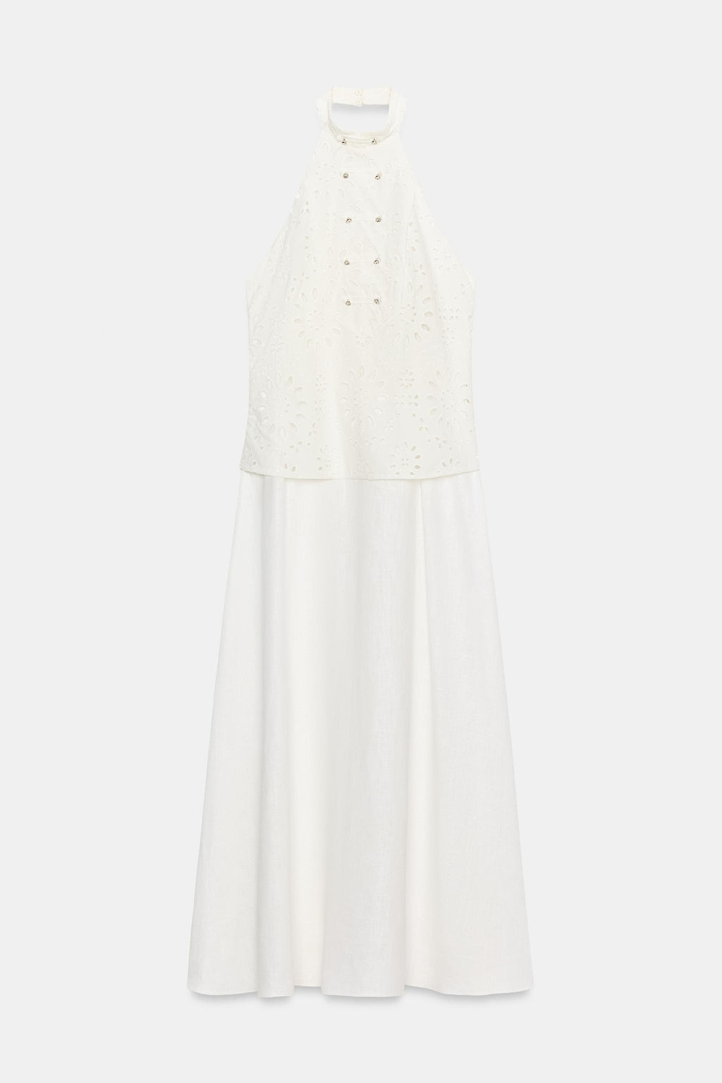VESTIDO COMBINADO BORDADOS PERFORADOS / Blanco - Zara фото 9