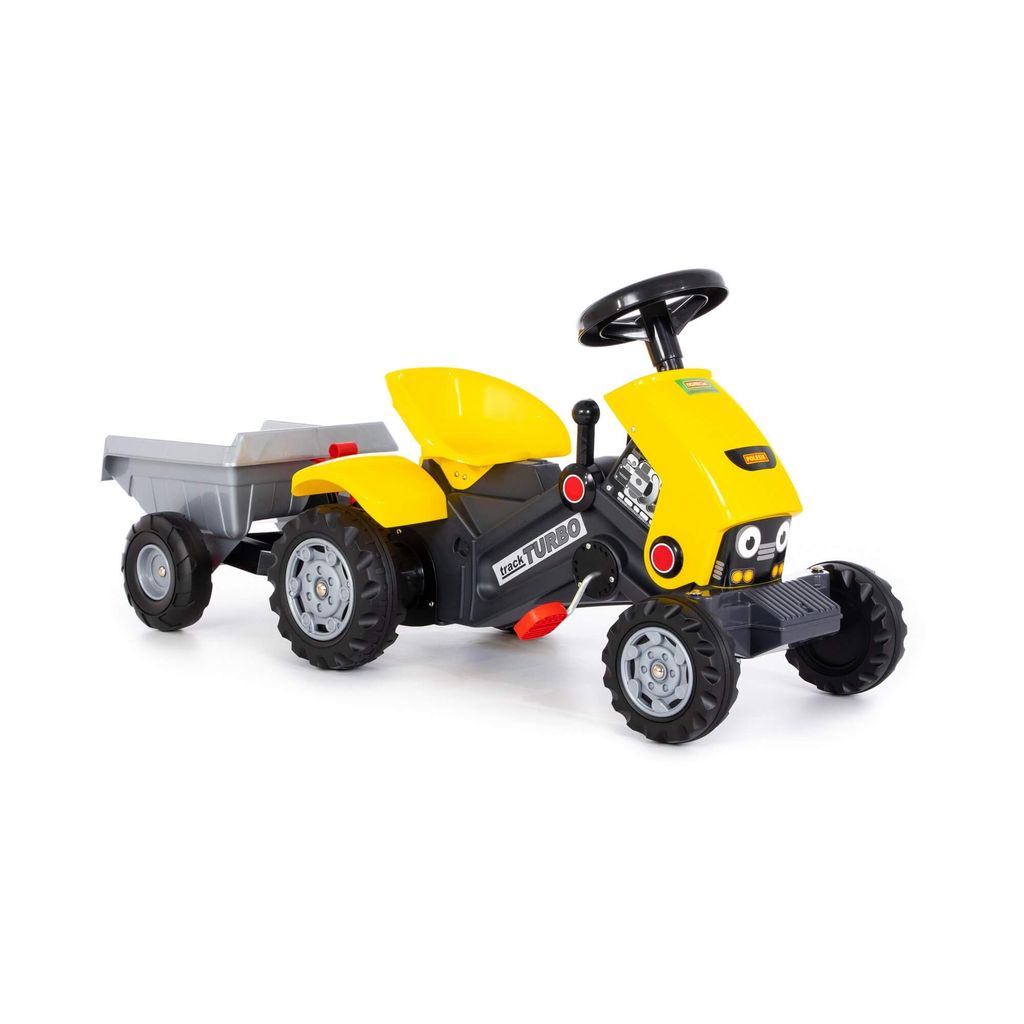 Каталка-трактор с педалями Turbo-2 (жёлтая) с полуприцепом - Полесье фото 6