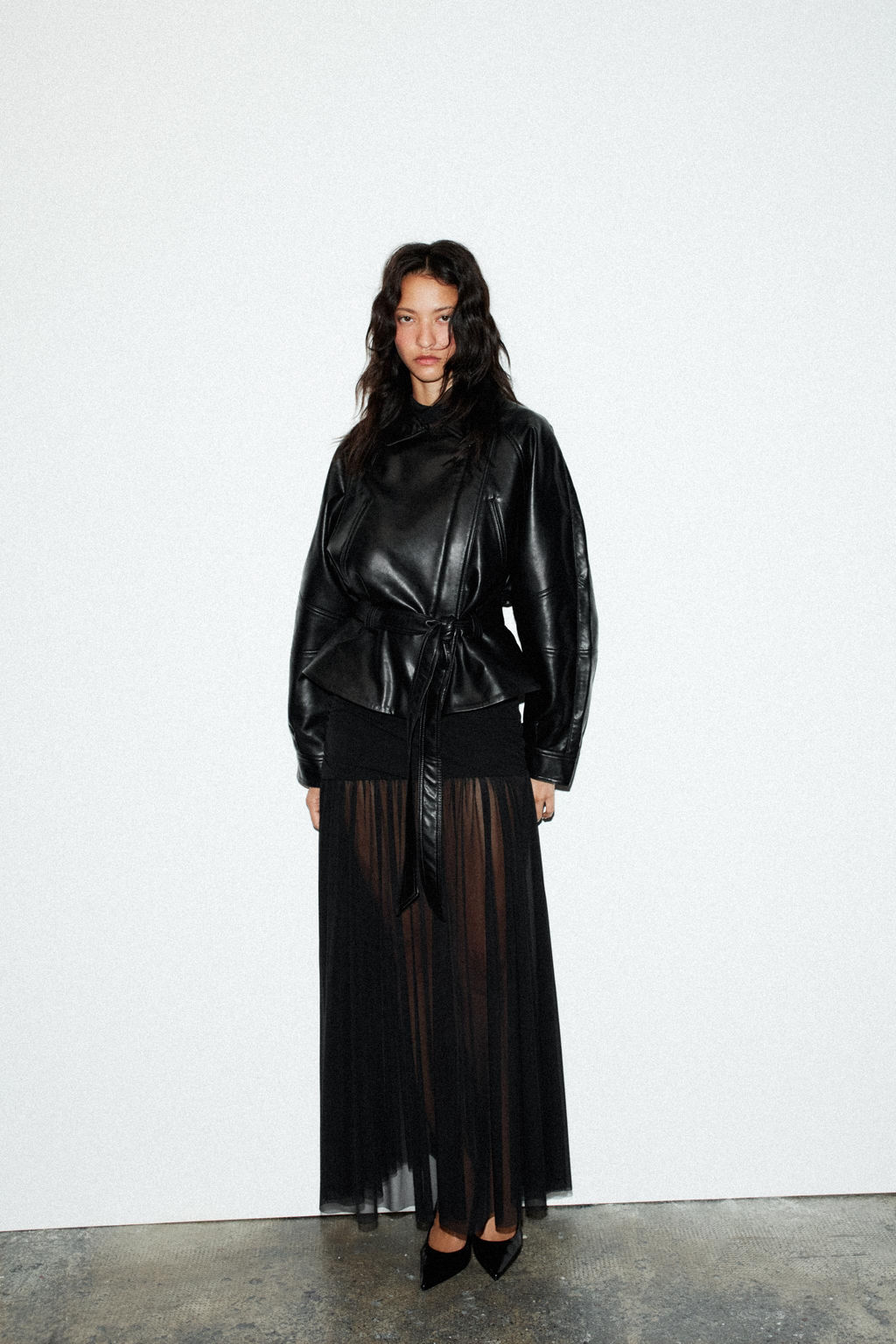 FAUX LEATHER PEPLUM JACKET