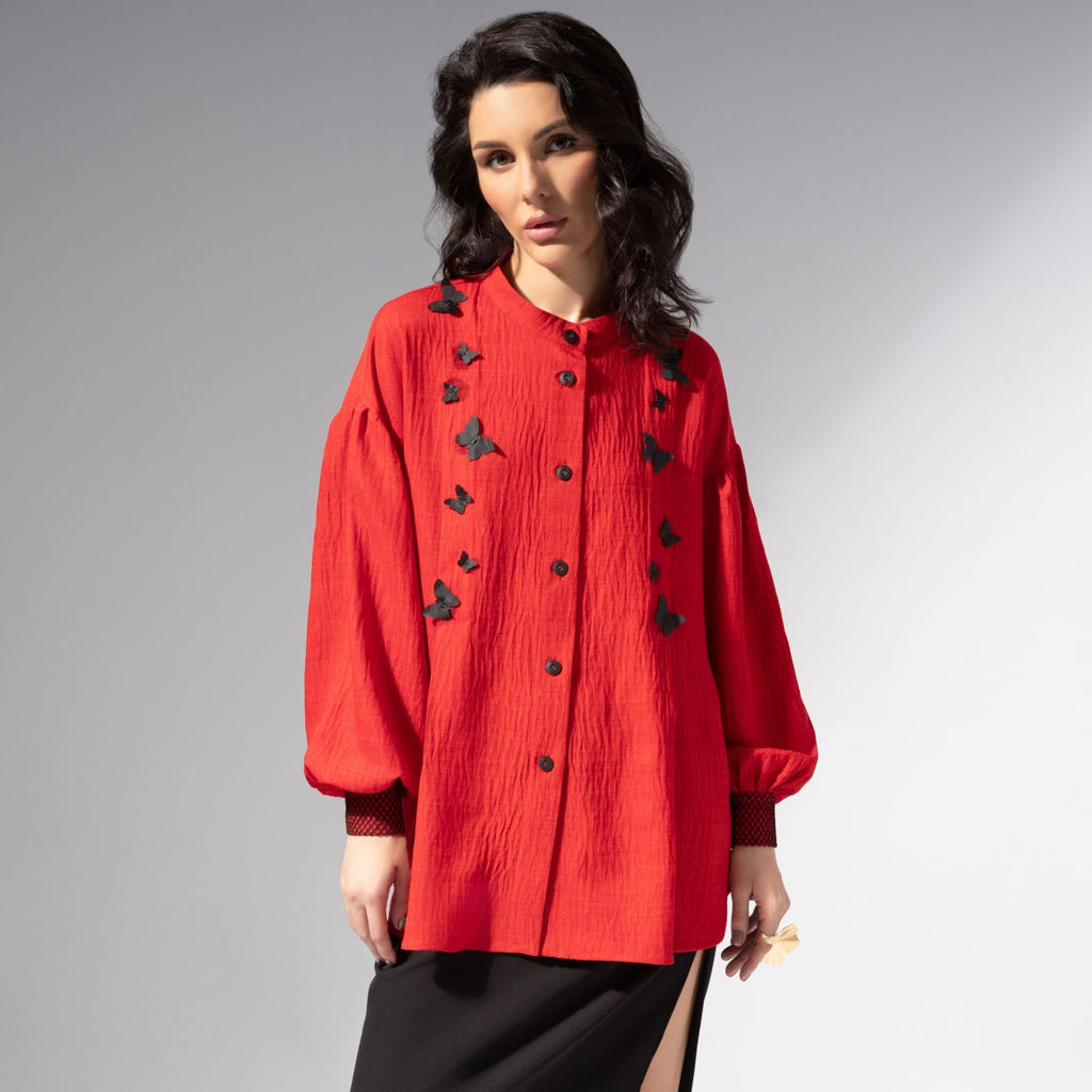 Рубашка нарядная, Нежный шум (красная) - Charutti фото 7