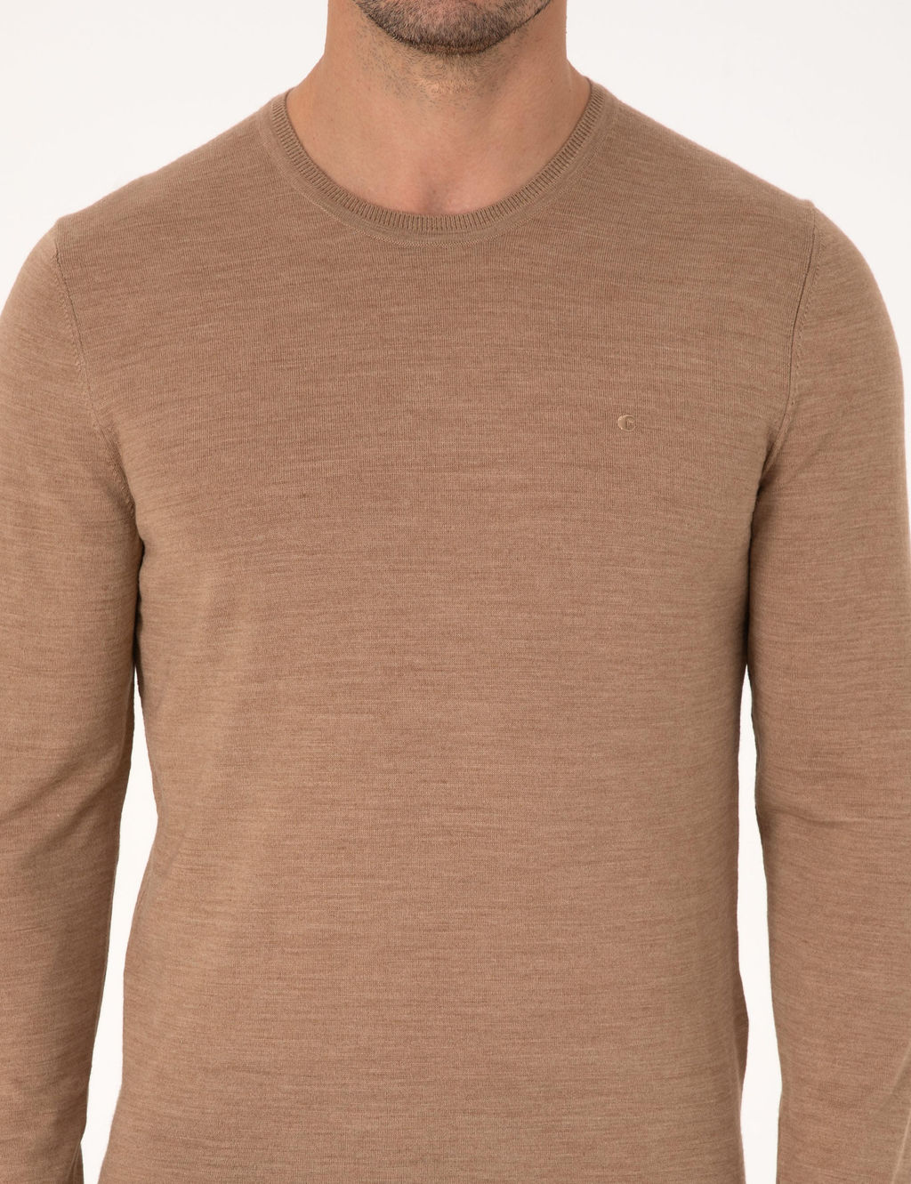 Camel Slim Fit Y_n Kar___ml_ Bisiklet Yaka Basic Triko Kazak - Cacharel фото 6